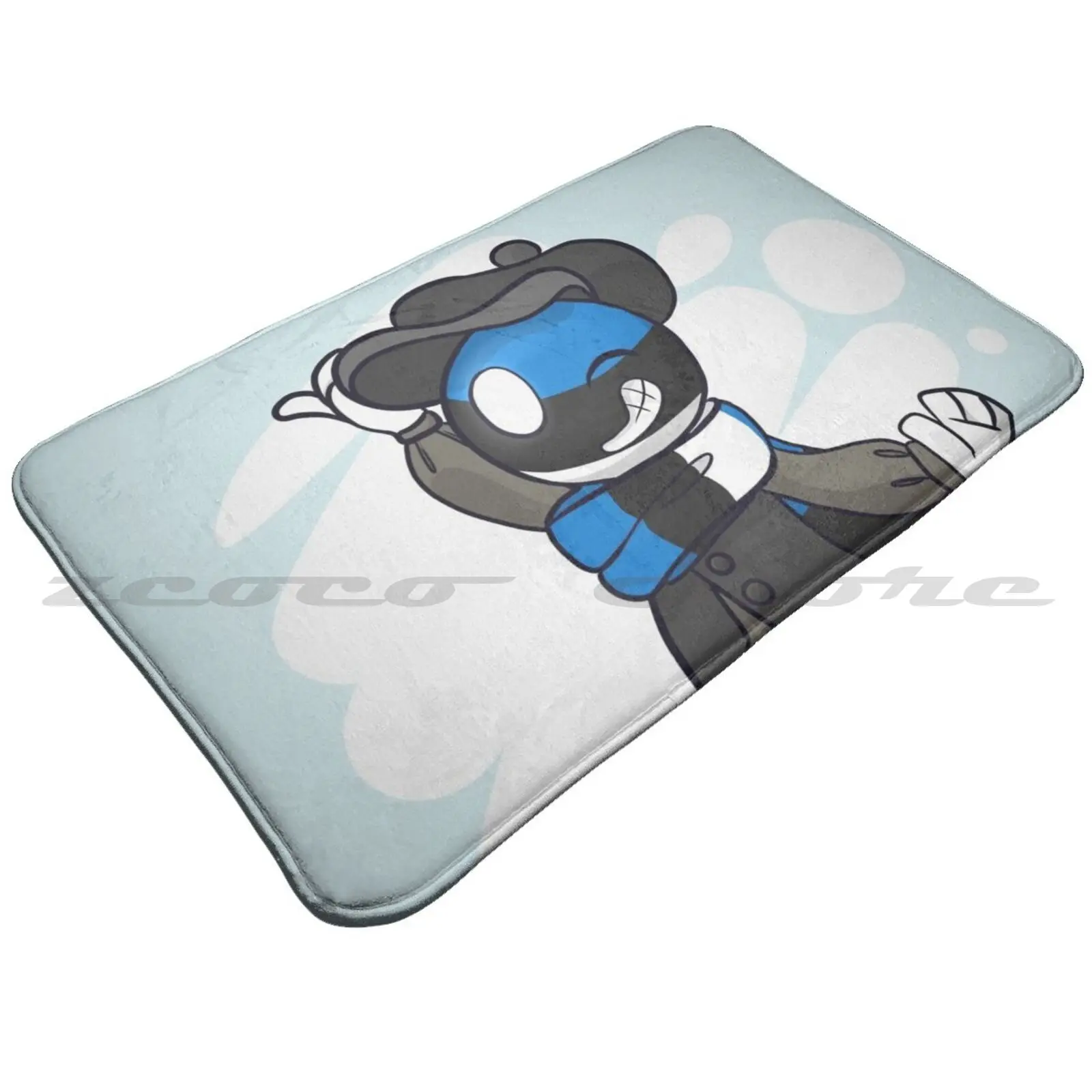 Estonia Chibi Countryhumans Mat Doorway Non-Slip Soft Water Uptake Carpet Countryhuman Countryhumans Estonia Chibi Country Flag