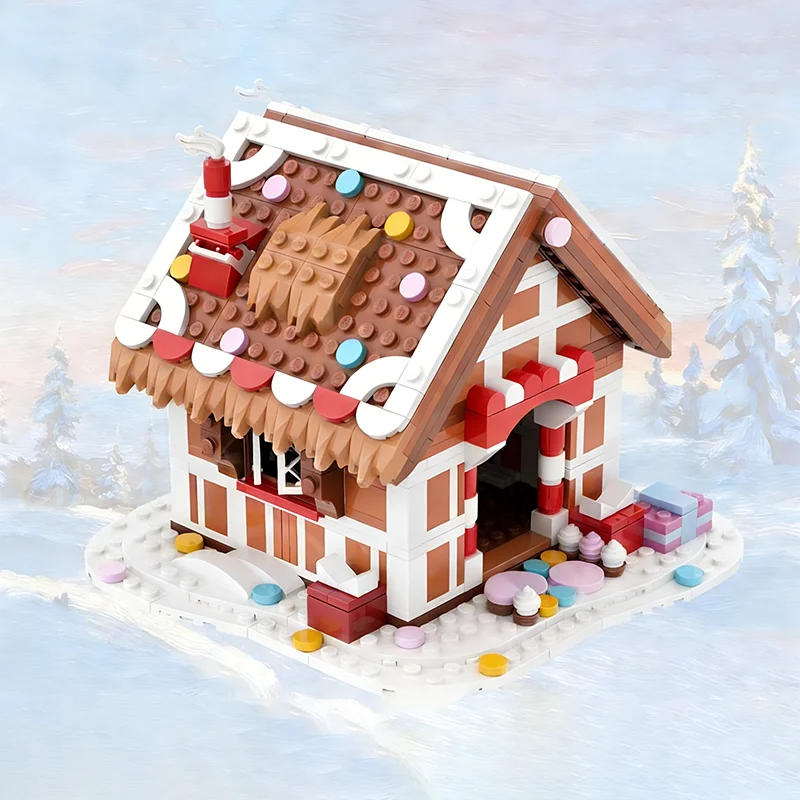 642 Piezas MOC Casa de Jengibre Medieval, Bloques de Construcción, Idea Creativa DIY, Regalo de Navidad, Juguete Educativo