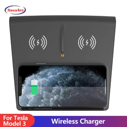 NovaAcc Wireless Charger for Tesla Model 3 2017 2018 2019 2020 Dual Phone Charging Pad for Tesla Model 3 Accessories