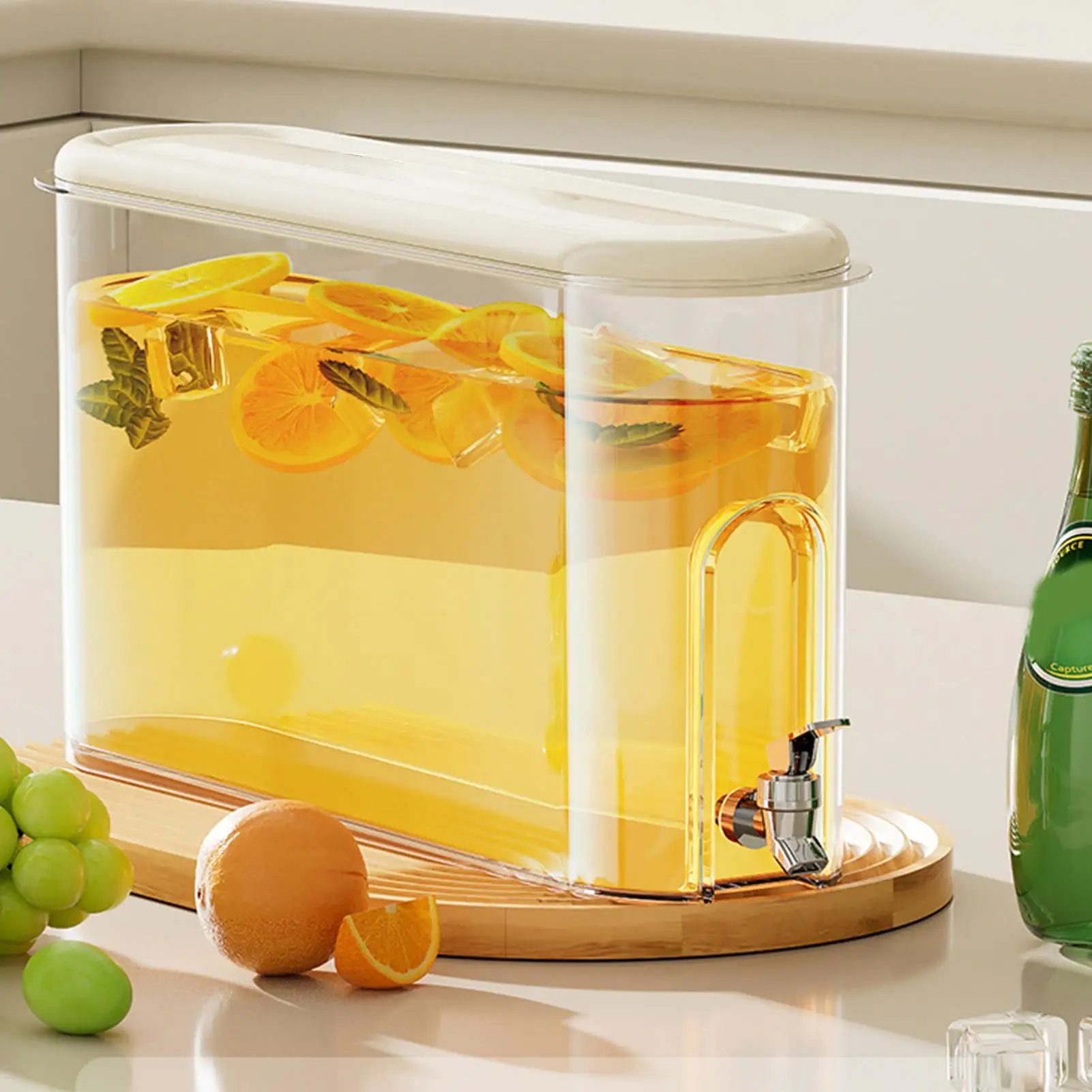 4L Refrigerator Drink Dispenser Beverage Dispenser Household Advanced Sense Large Capacity Sealed Food Grade Cold Water Bottle