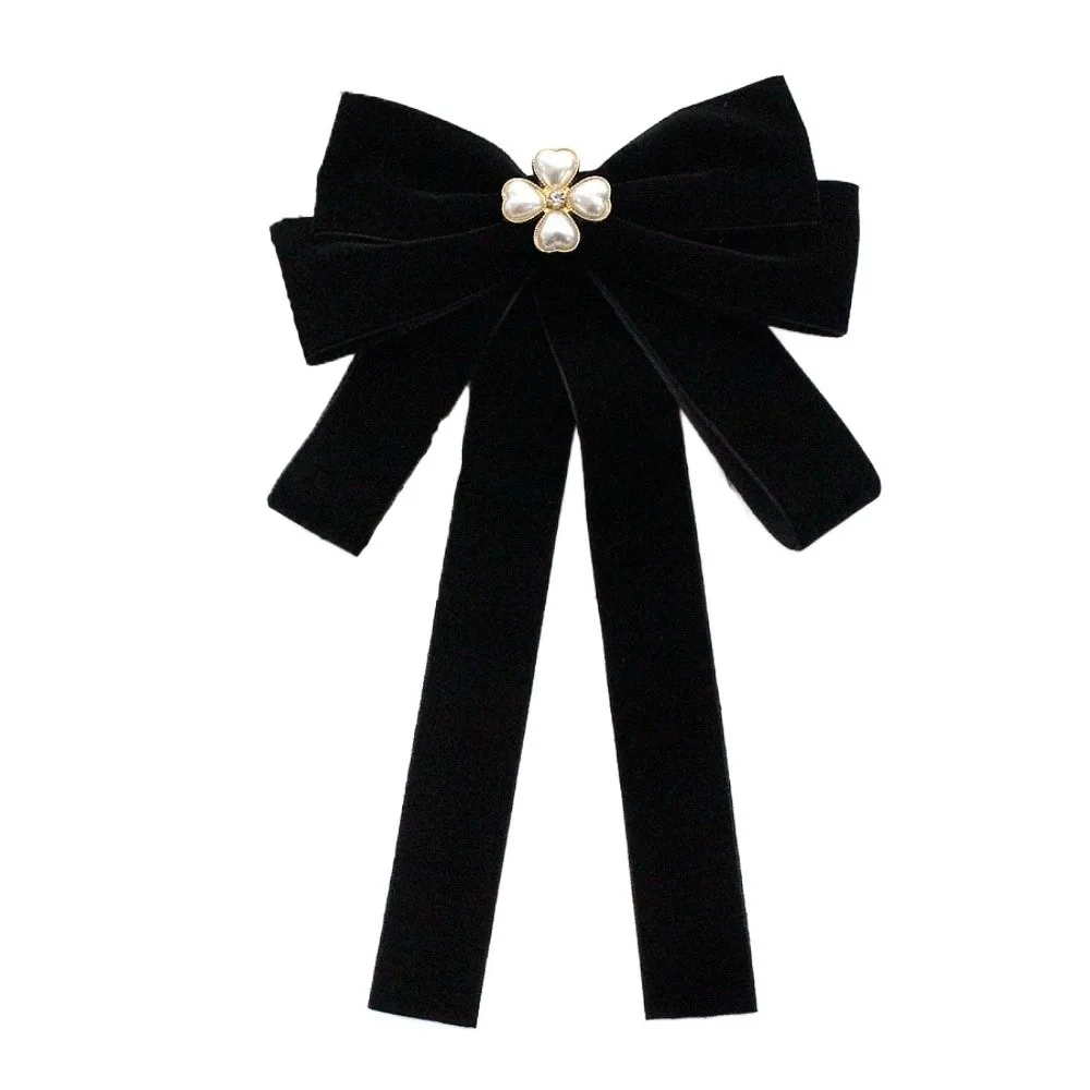 

Luxury Velvet Black Ribbon Pin Beads Rhinestones Funerals Memorial Pin Pearl Pin Ribbon Badge Brooch Mourning