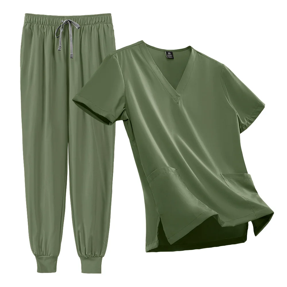 

Basic Quick Dry Stretch Surgical Gown Hospital Doctor Nurse Uniform Unisex Solid Color Embroidered LOGO Amazon