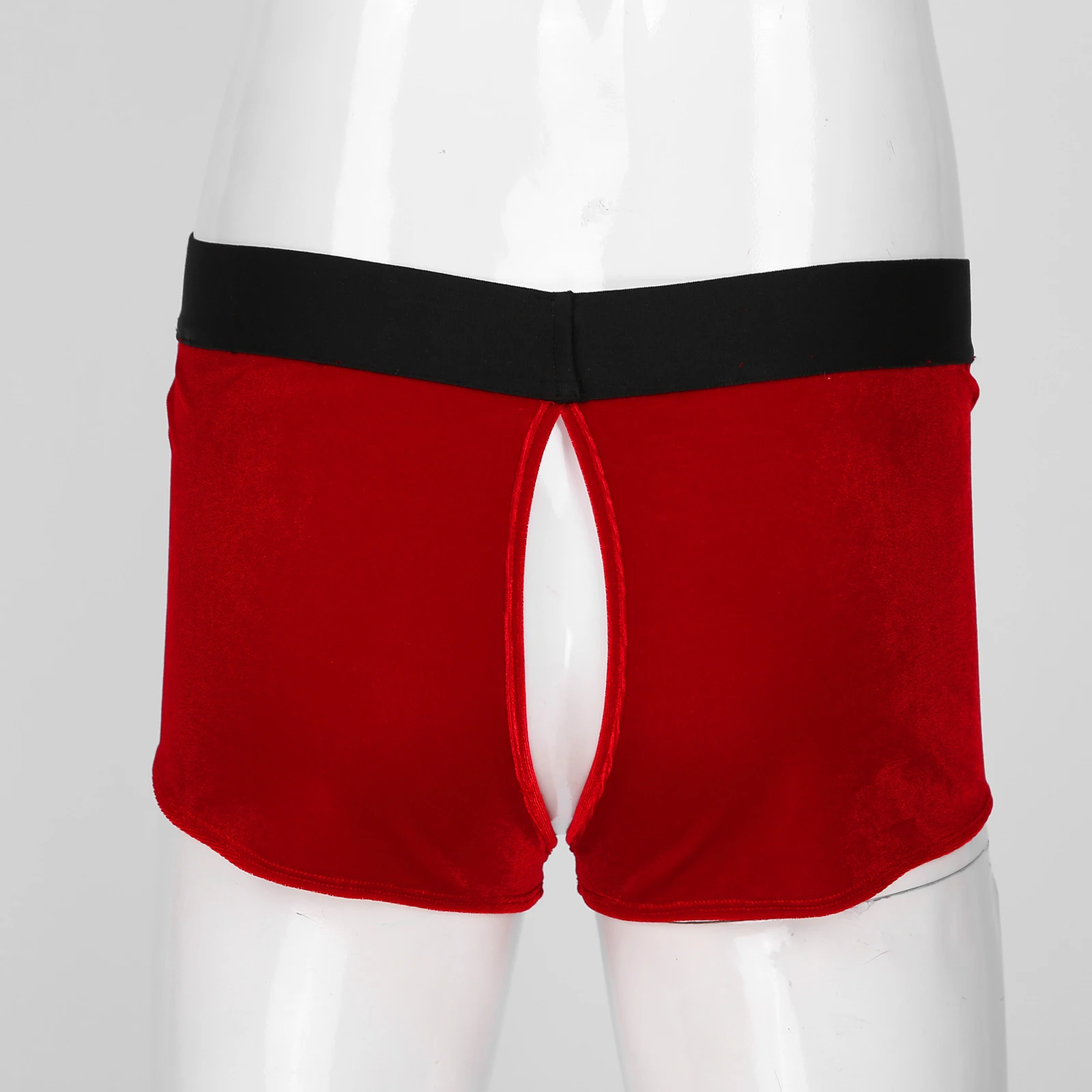 Männer Weihnachten Kostüm Schritt ohne Samt Santa Boxershorts Dessous Unterwäsche Weihnachten Urlaub Party Höschen Unterhosen Kostüm