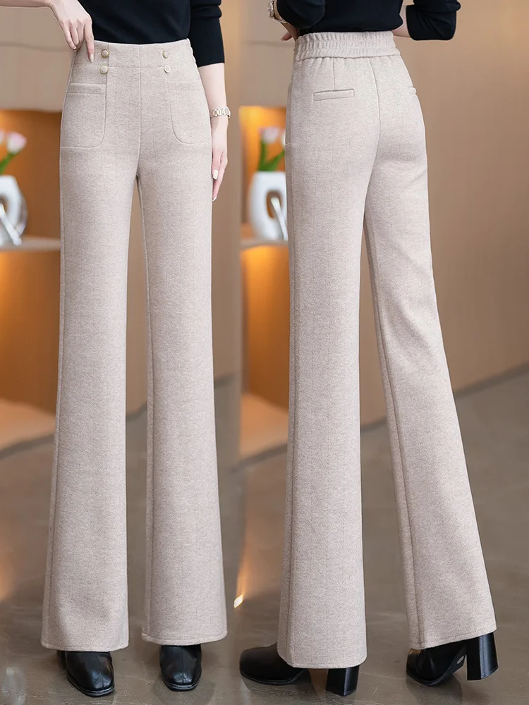 Deep Grey High Waist Flared Casual Pants Women's 2025 Spring Autumn Style Versatile Slimming Fashionable Trousers view 5