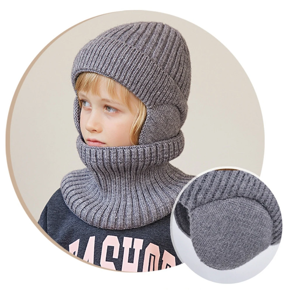 New Plush Baby Hats Scarf Set Windproof Keep Warm Winter Baby Cap Thicken Ear Protection Baby Beanie Scarf Boys Girls