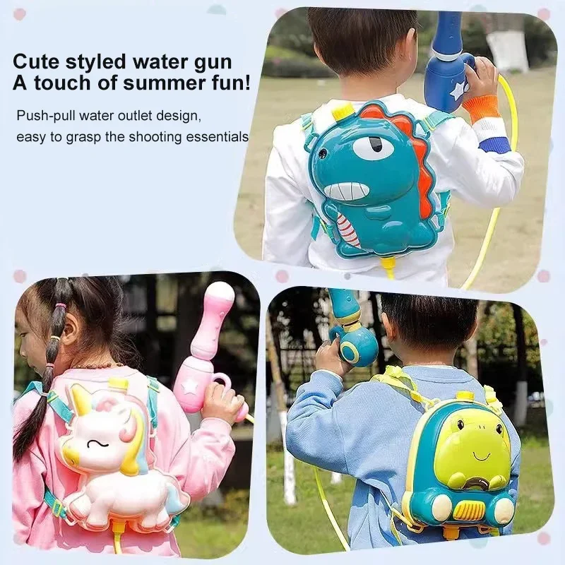 Novas crianças verão armas de água grande capacidade ao ar livre piscina praia jogar brinquedos interativos dos desenhos animados animais mochila spray pistola água