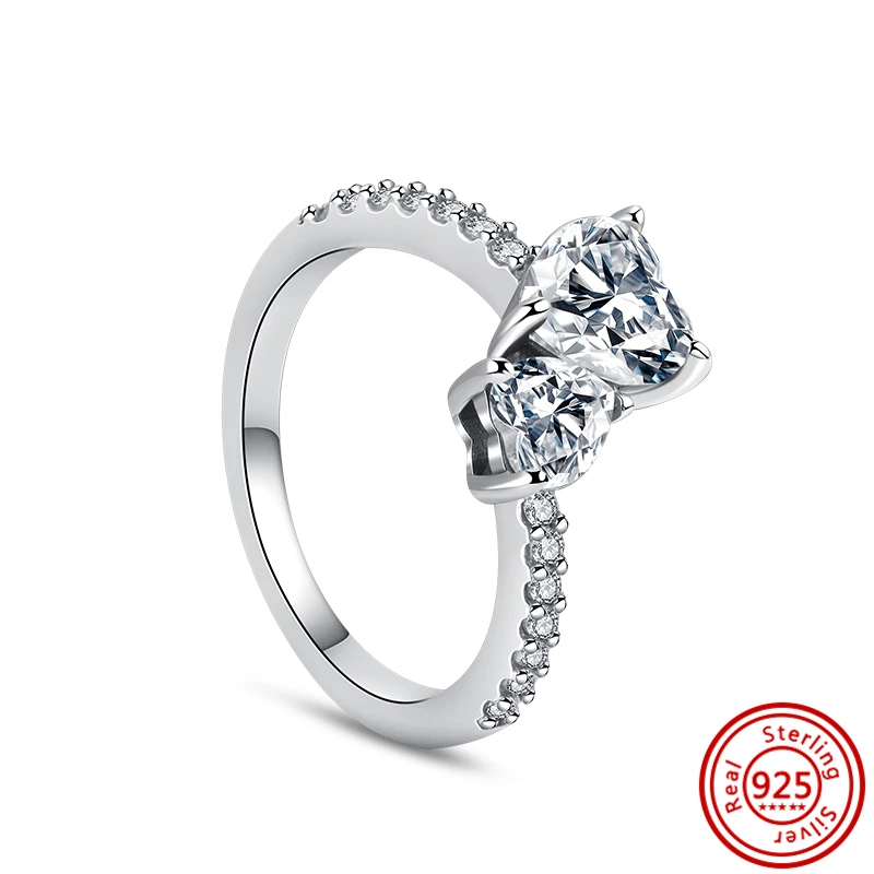 Nuovi anelli in argento sterling 925 rosa verde bianco blu rosso nero zircone a forma di cuore anelli di amore infinito gioielli da donna raffinati
