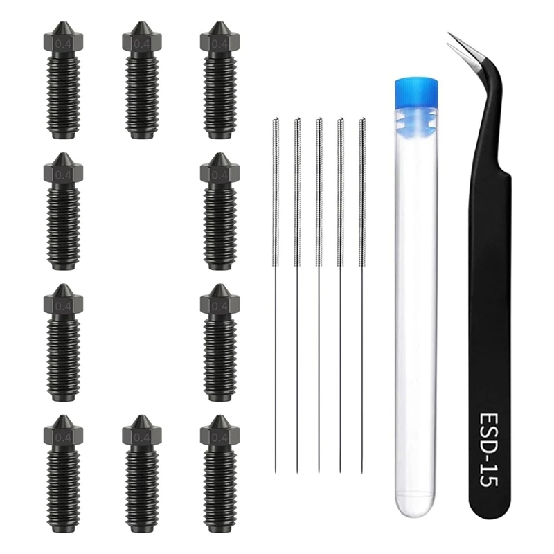 

10PCS Volcano Hardened Steel Nozzle Kit For Anycubic-Kobra 3 3D Printer With Cleaning Needle & Tweezer