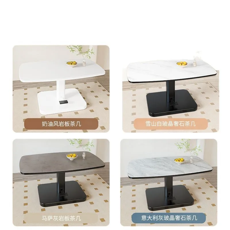 Cream wind lift coffee table dining table dual-purpose integrated