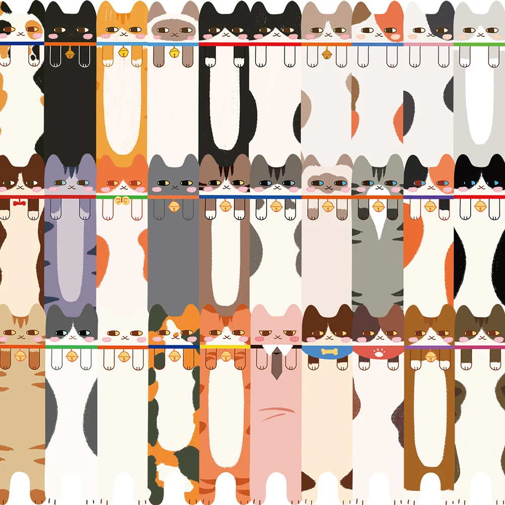 Bview Art 30 Pcs Kawaii Cartoon Cat Bookmarks Set Feline Design for Journaling Scrapbooking Reading Supplies