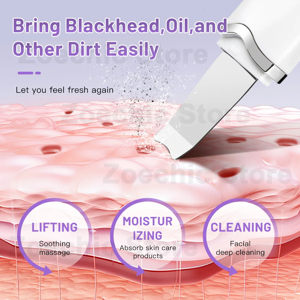 Ultrasonic Skin Scrubber Pore Cleaning Facial Deep Exfoliator Scraper and Blackhead Remover Female and Male Beauty Instruments