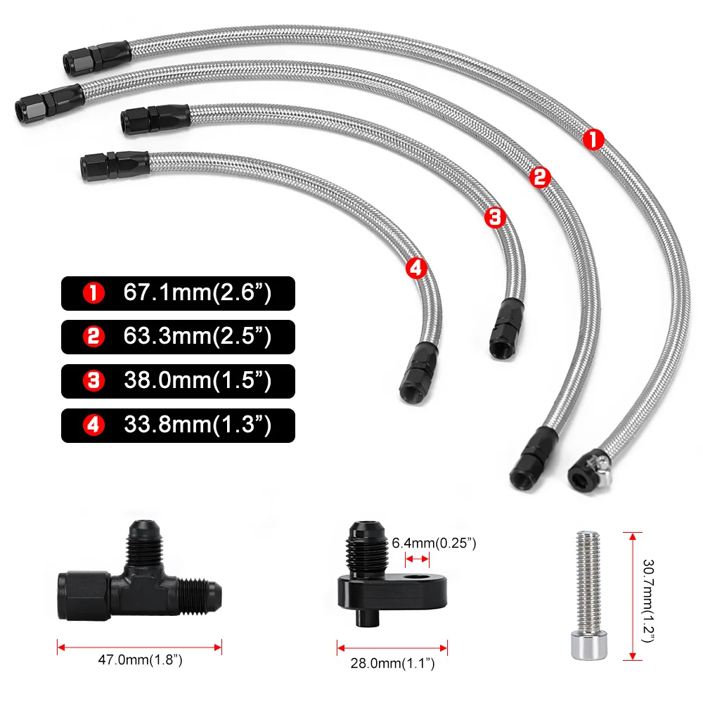 AN4 เครื่องยนต์ Steam Vent ท่อชุดสแตนเลสถัก/สีดําท่อไนลอนสําหรับ LS LSX LS1 LS2 LS6 LM7 สําหรับด้านหน้าด้านหลัง Venting
