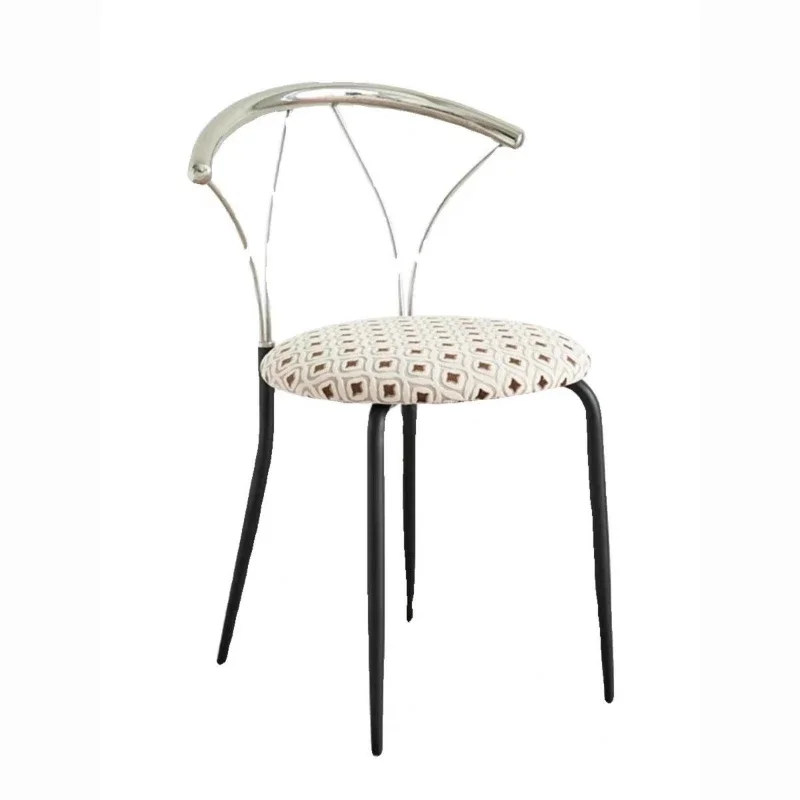 

Nordic light luxury stainless steel dining chair, home designer backrest leisure ch air,