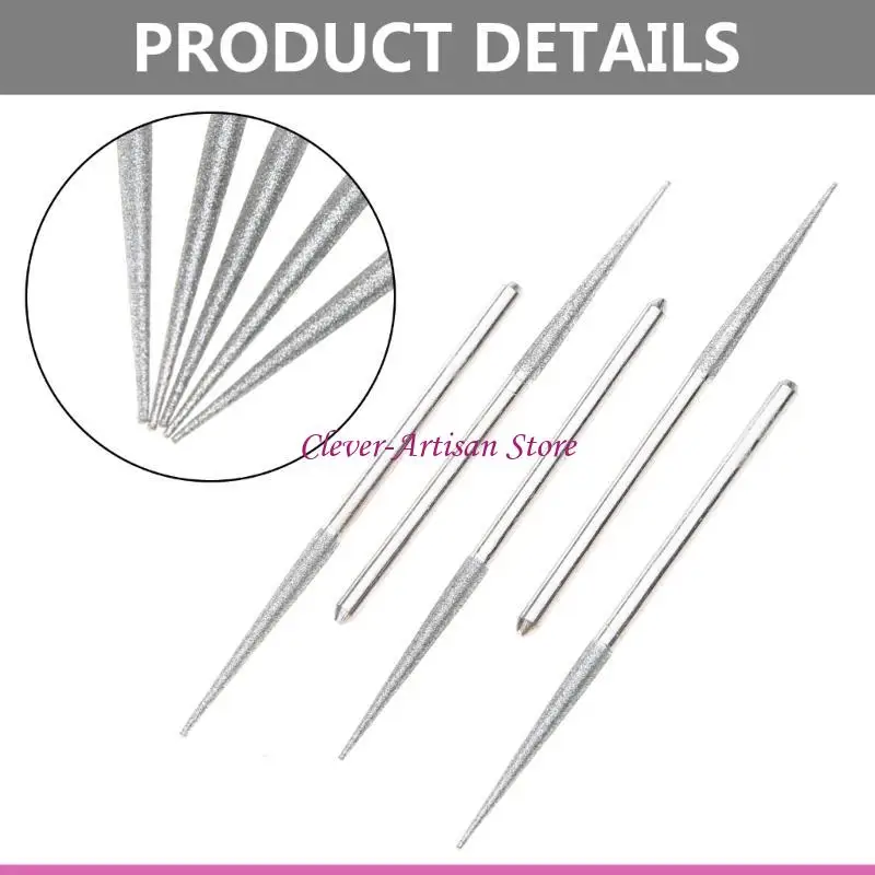 e06b 5pcs 3mm 미니 드릴 다이아몬드 갈기 바늘 조각을위한 다이아몬드 연마 유리 드릴 비트 비트 생크 연삭 막대