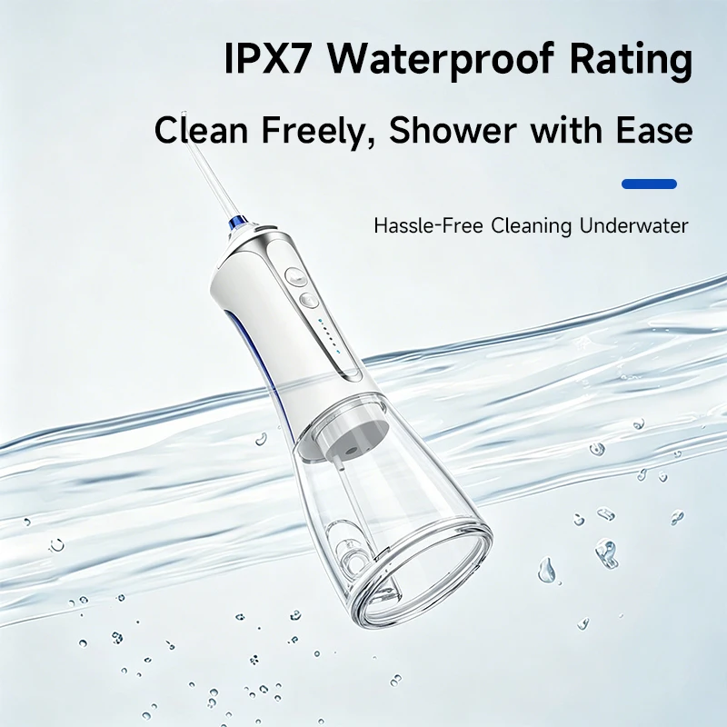 H2ofloss Cordless Portable Water Flosser Dental Water Jet High Pressure Oral Irrigator 2500mAh 5 Modes 5 Tips for Teeth Cleaning
