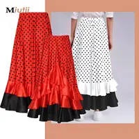Falda de baile Flamenco español para niñas, Falda larga con volantes de satén de lunares, Ropa de baile clásica gitana de Flamengo, disfraz de escenario actuación