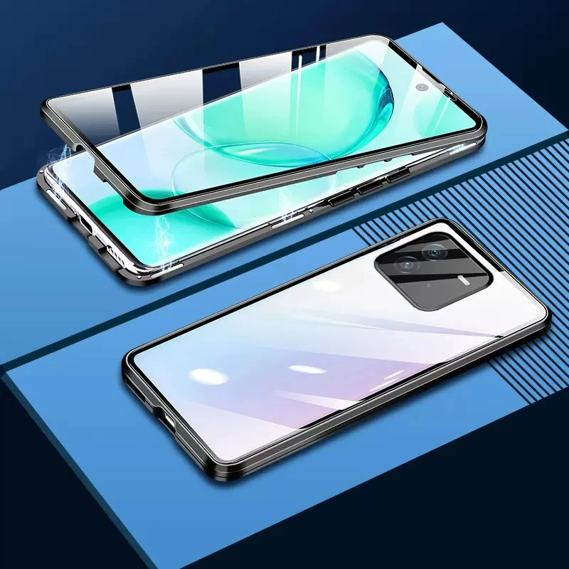 

For Vivo iqooneo7 Phone Case Magnetic Absorption Transparent Glass For iqooneo 7 Hard Shell Metal Frame iQOO Vivo 7se Lens Cover