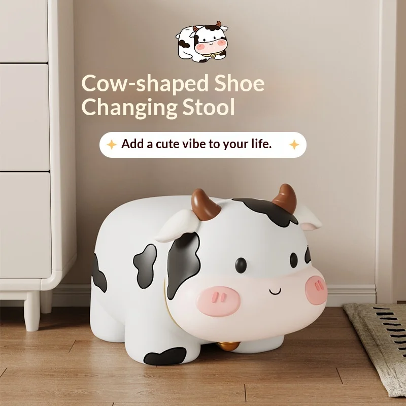 Cute cartoon resin stool housewarming gift creative children's living room decoration home cow shoe changing stool