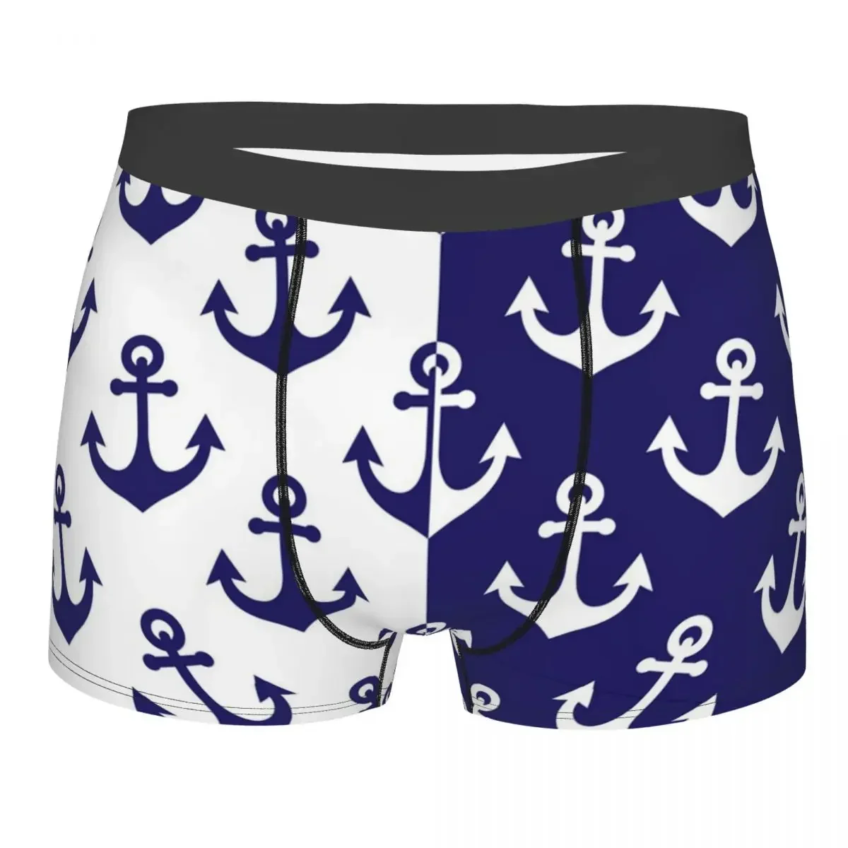 Fashion Boxer Nautical Anchor Naval Shorts Panties Men Underwear Breathable Underpants for Male