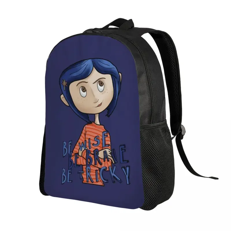 Niestandardowy plecak Coraline Horror Film dla kobiet mężczyzn School College Student Bookbag pasuje do 15-calowych toreb na laptopa