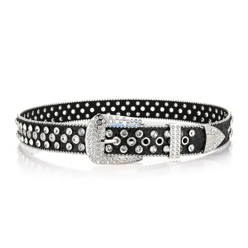 

D0UD Cyber-punk Women Belts with Rhinestones Light Luxury Ladies All-match Waistband