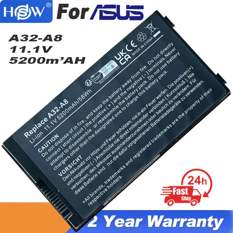 

For ASUS X81S A32-A8 F8S A8J N81 A8JE F8 Notebook Battery 4400mah