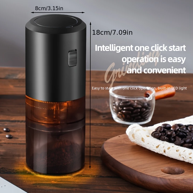 مطحنة قهوة كهربائية قابلة لإعادة الشحن عبر USB - مطحنة حبوب القهوة مع النوع C، عملية للمكتب والسفر متوافقة مع القهوة #2