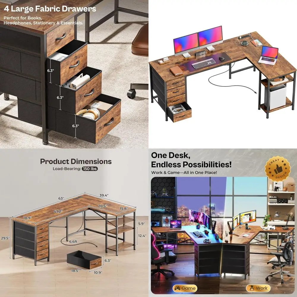 63 Inch L Shaped De…