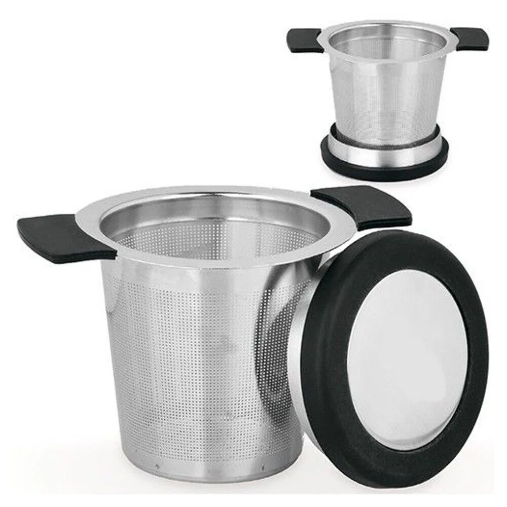 Filtro para infusiones té acero inox con tapa y soporte