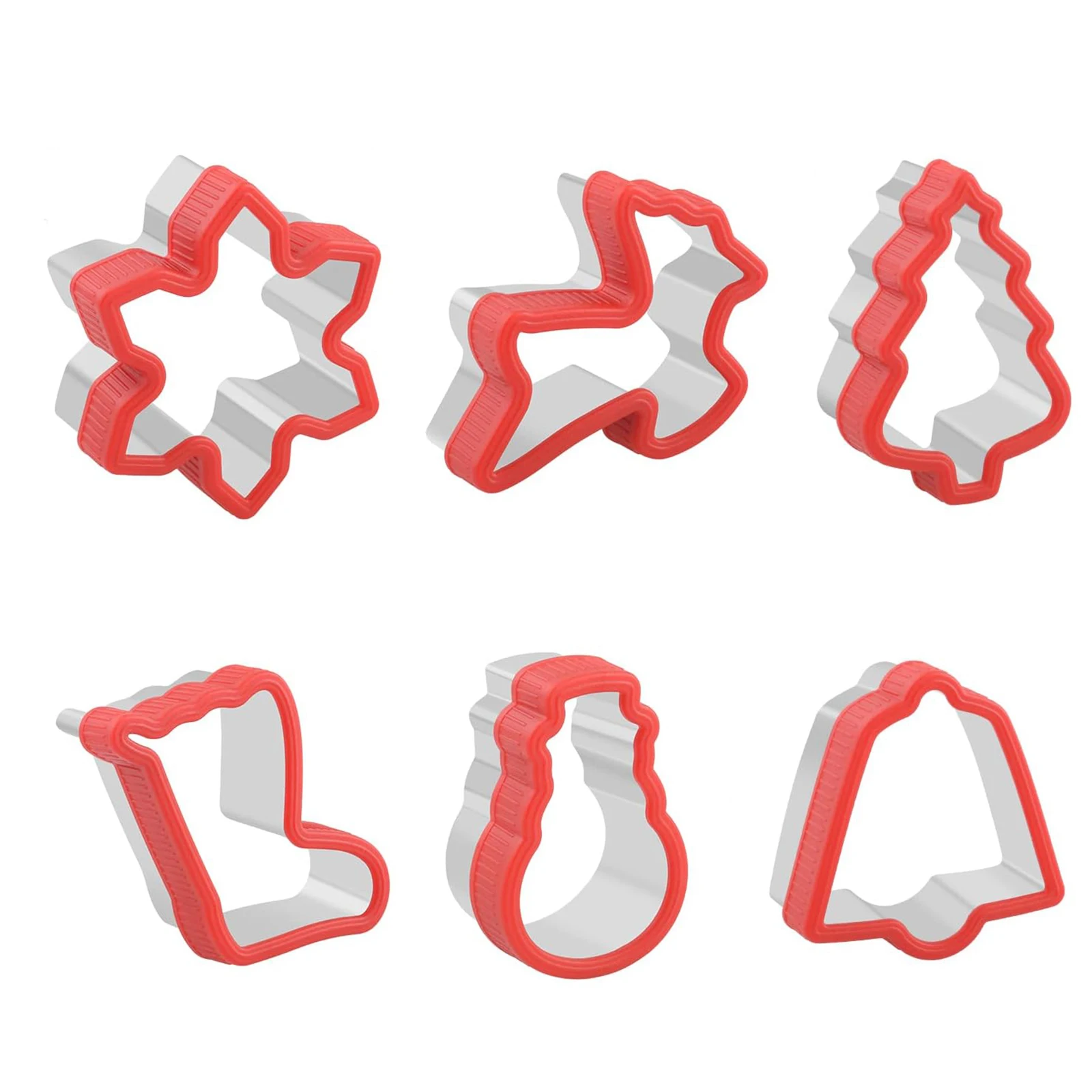 Christmas cookie cutting handguard 6-piece set, bell, snowflake, socks, reindeer, snowman, Christmas tree, kitchen tools