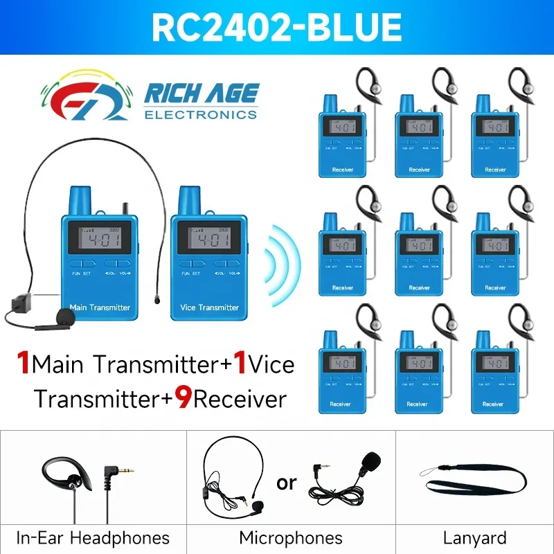 RC2402 全二重無線インターホン システム二重通信無線送信機および受信機トランシーバー セット