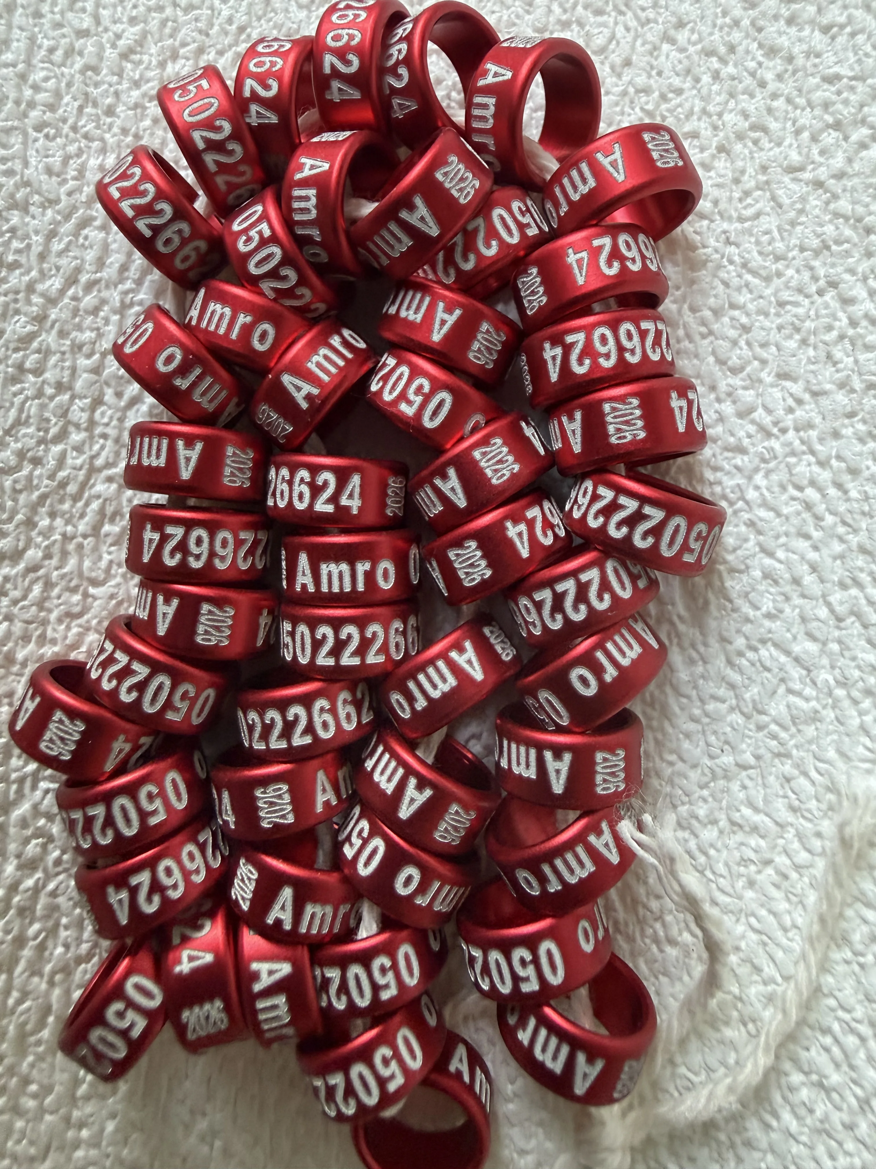 50PCS Personalized Custom Bird Leg Rings ID Bands for Baby Bird 10 Days - Aluminum Closed Bands, Specify Engraving Text & Color