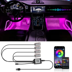 Car Led Foot Ambient With USB Cigarette Lighter Backlight Music Control App RGB Auto Interior Decorative Atmosphere Lights