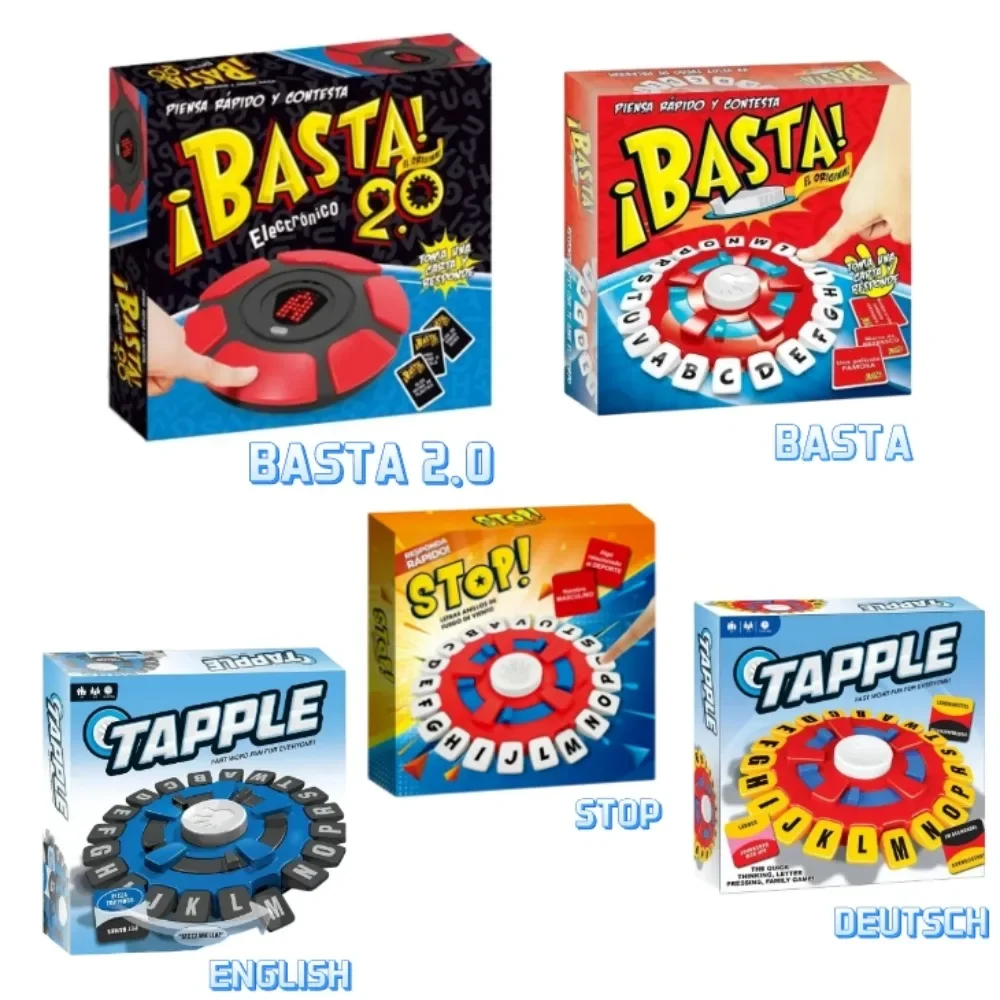 New Upgraded Basta 2.0 Spanish Tapple Word Game - English Tapple Games Version Quick Thinking Letter Pressing Board Game Gifts