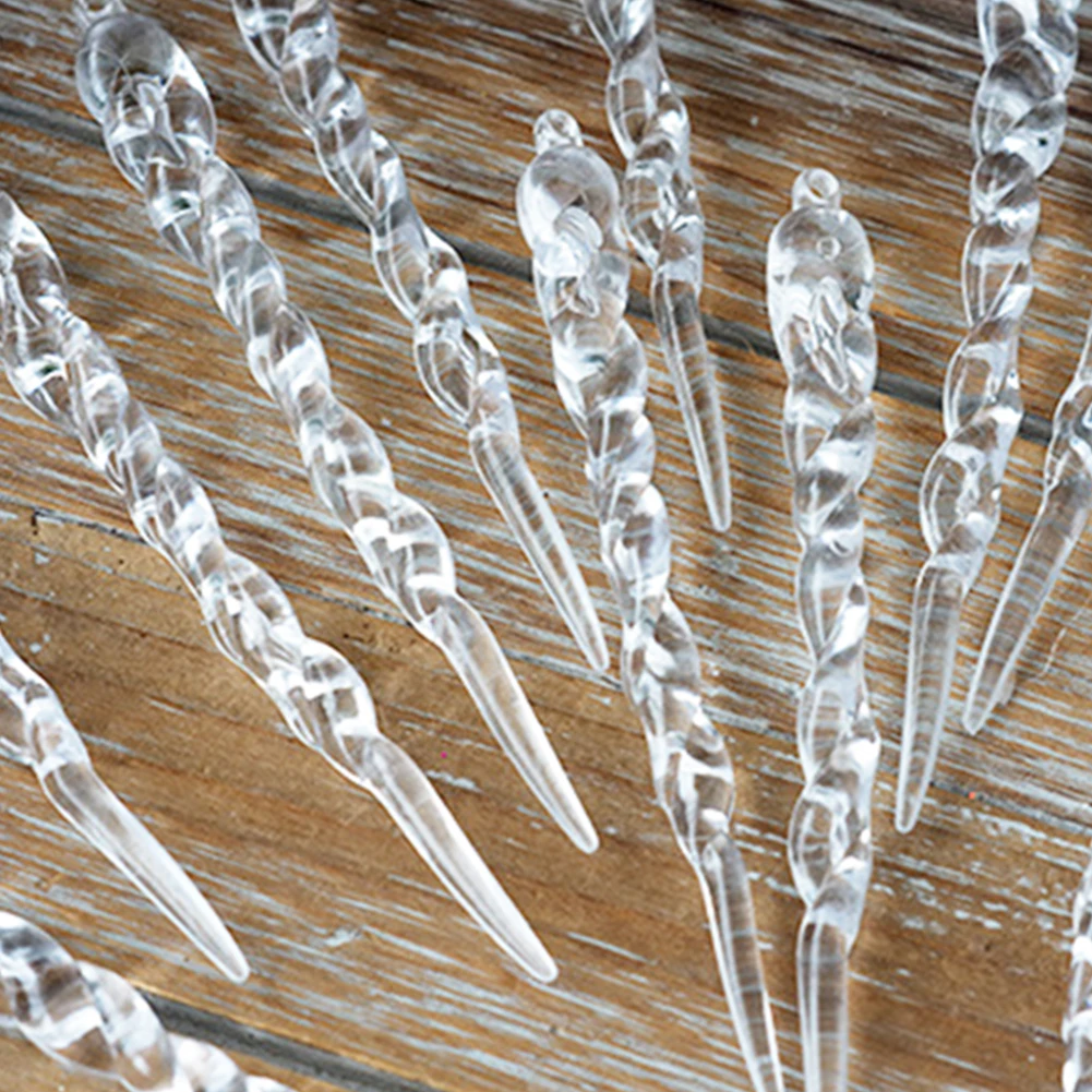 

12Pcs Christmas Simulation Icicle Pendants Hanging Icicles Ornaments Clear Crystal Twisted Icicle for New Year Winter Decoration