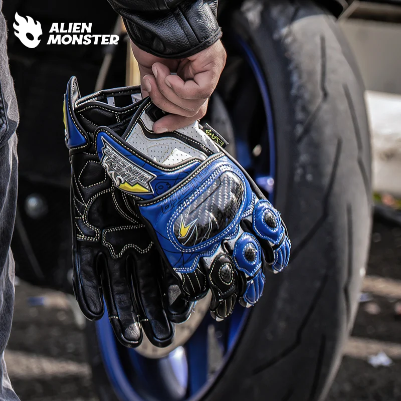 

Мотоциклетные перчатки из натуральной кожи для мужчин и женщин, перчатки премиум-класса, гоночные перчатки из углеродного волокна, защитные летние сетчатые перчатки для мотокросса