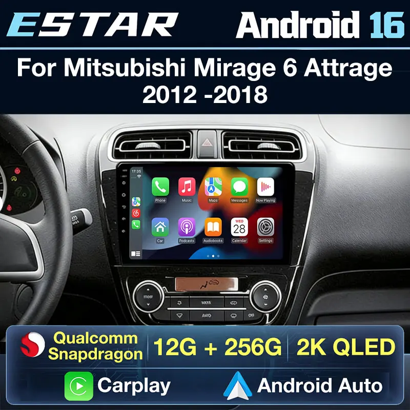 Wireless Carplay Android 16 For Mitsubishi Mirage 6 Attrage 2012 - 2018 Car Radio 2din DTS Octa Core 4G LTE Audio Multimedia RDS