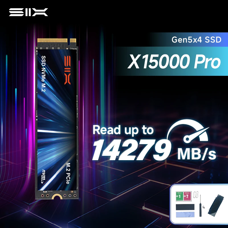 

SIX 2TB 14279MB/s SSD, M.2 PCIe Gen5x4 NVMe 2.0, 2GB DRAM Cache, 1200TBW, Internal SSD