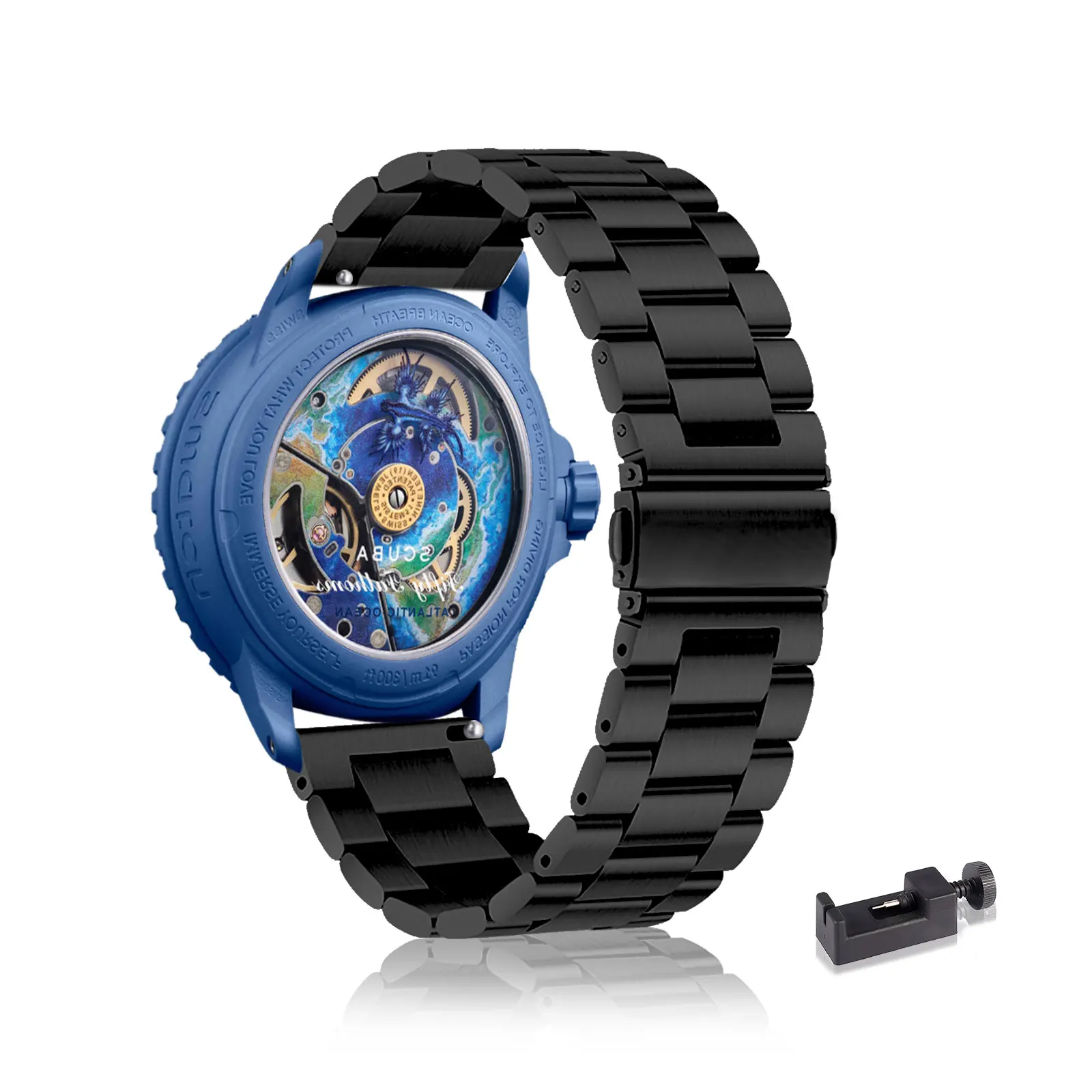 

Stainless Steel Bands for Blancpain X Swatch 22mm Band, Three Columns Metal Replacement Strap