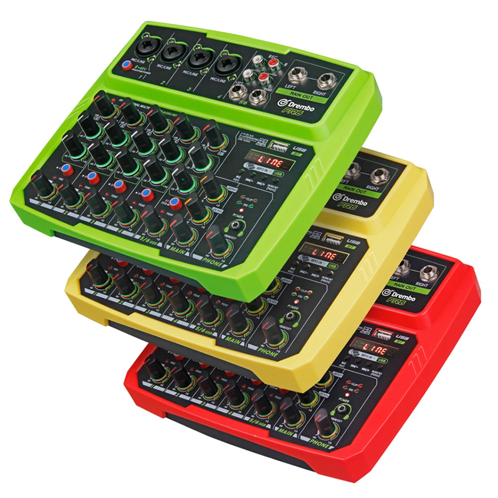 Consola mezcladora de Audio FR6 FR4 para DJ con Bluetooth, 48V, retardo de potencia fantasma, efecto repetido, consola mezcladora de sonido, USB, 4/6 canales