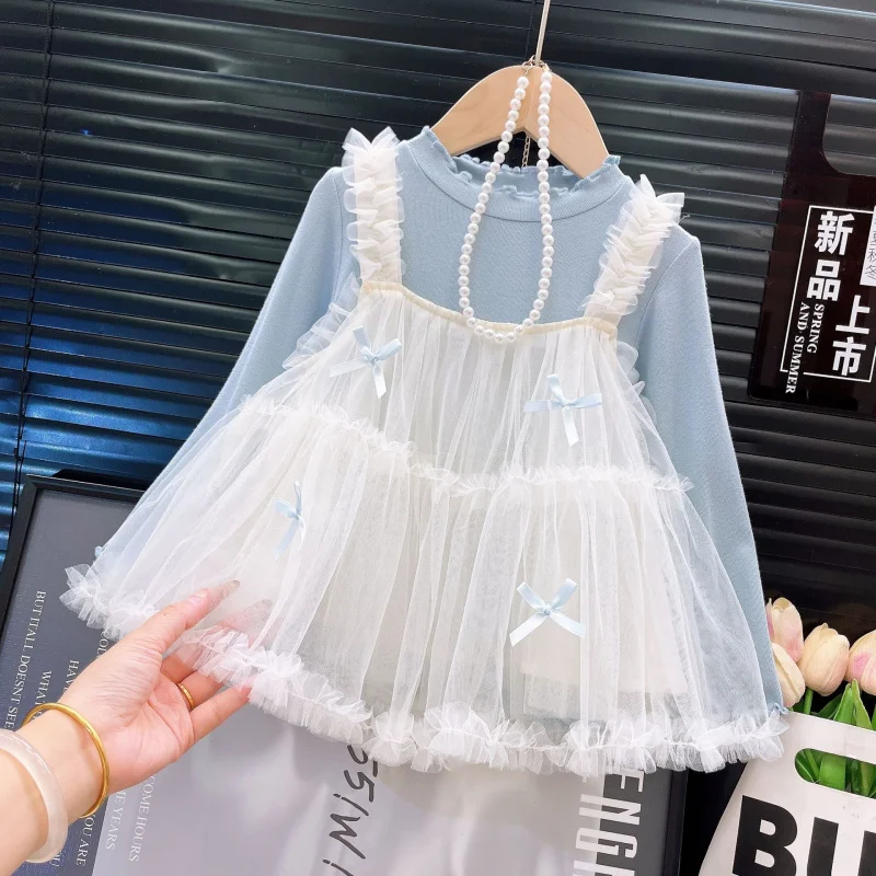 Children's Clothing Girls' Set2025Autumn New Children's Stylish Base Shirt Camisole Dress Jeans Three-Piece Set