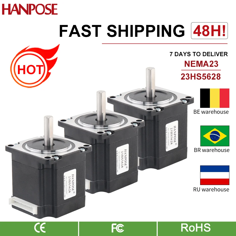 HANPOSE BEST SALE NEMA23 Stepper Motor 23HS5628 -8MM 1.8degree  2.8A 126N.cm 57 Series motor for CNC 3D Medical machinery