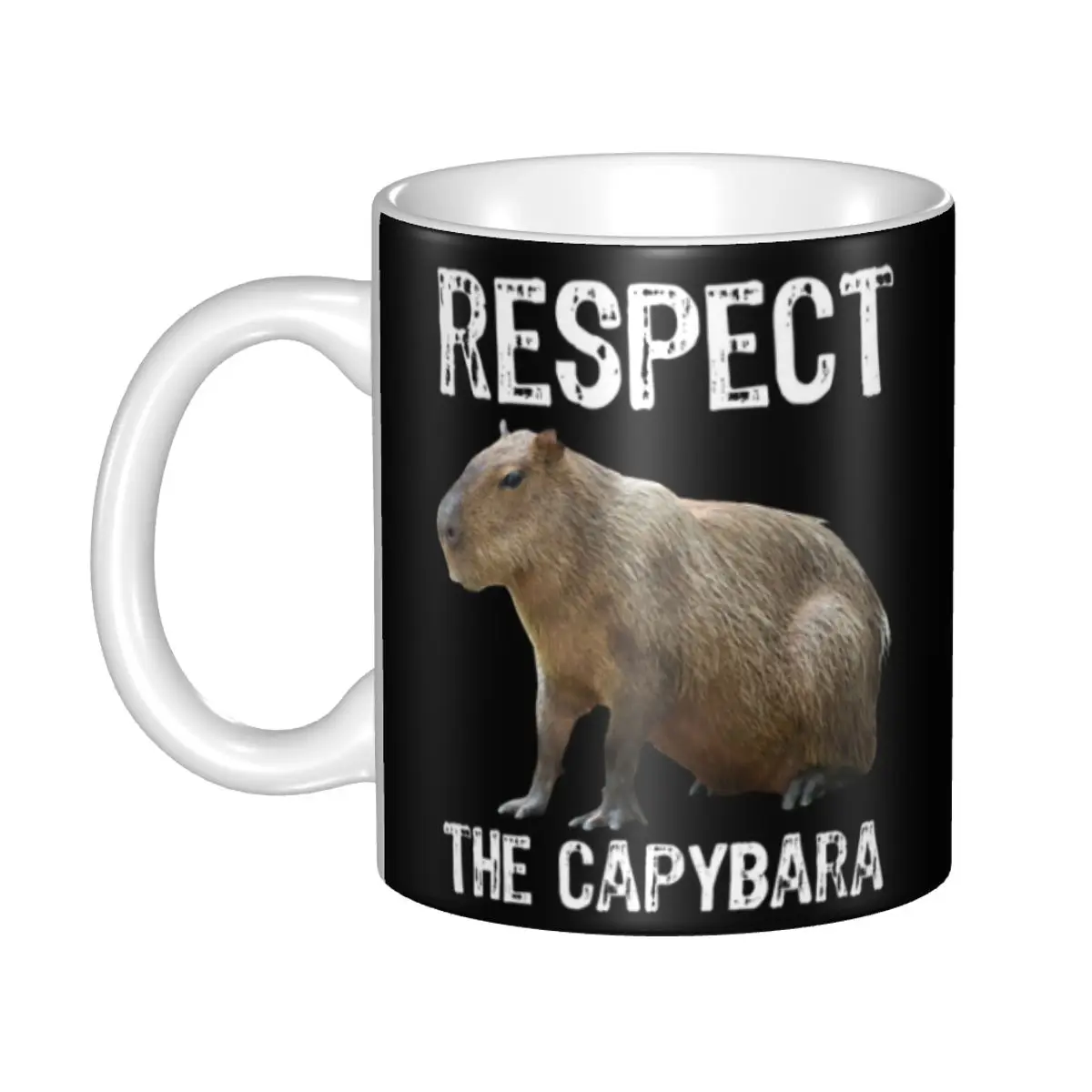 Respect The Capybara Funny Rodent Capibara Coffee Mug DIY Custom Ceramic Milk Tea Mug Cups And Mugs