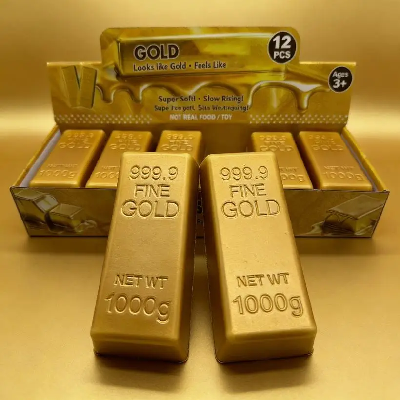 PU Simulation Gold Brick Slow Rebound Kneading Music For Stress Relief And Release Cute Stress Relieving Toy