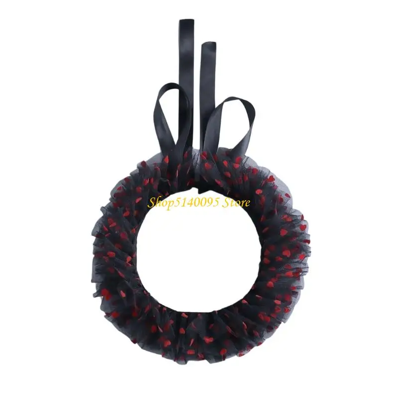 DXAE Tulle Detachable Collar Neckpiece with and Flocking Heart Pattern for Everyday Shirt and Dress Layering