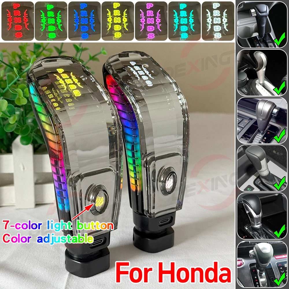 

For Honda Accord 2018-2022 Civic Fit 2021 2022 Odyssey Vezel CRV XRV ZRV 2023 Crystal Gear Shift Knob with LED Atmosphere Light