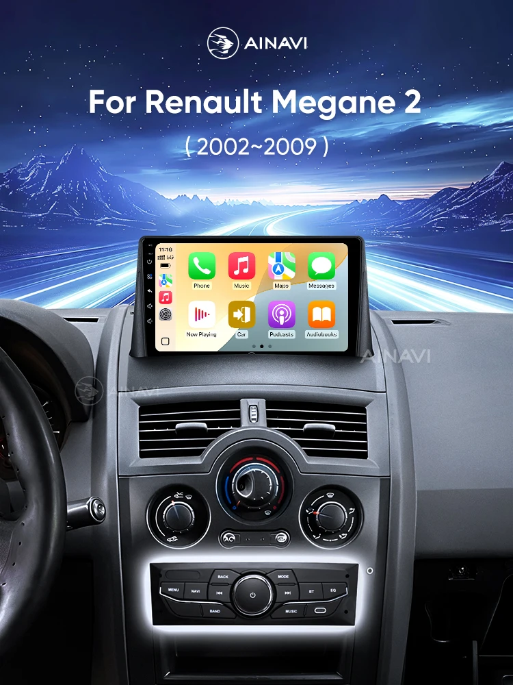 Ainavi Autoradio Voor Renault Megane 2 2002 2003 2005 2006 2007 2008 2009 Draadloze Carplay Android Auto Multimedia Speler 2 Din - afbeelding 2