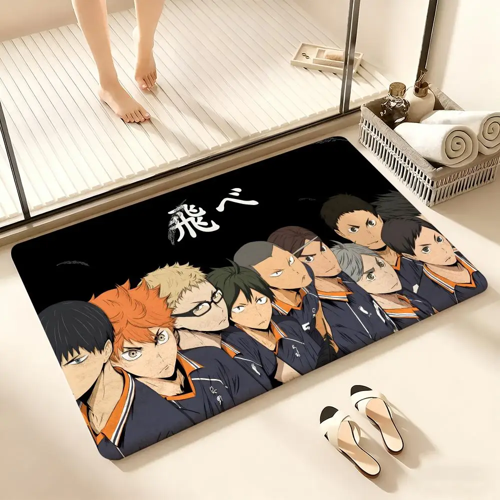 

Anime Cool H-HaikyuU Floor Mat Cozy Flannel Soft Thick Non-Slip Mat For Living Room Bedroom Kitchen Decor Rugs