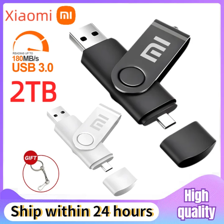 Xiaomi-Type C Metal Pendrive, Memory Stick, Pen Drive, Pen Drive, Stick USB, Disco Flash, 128GB, 256GB, 512GB, 3.0