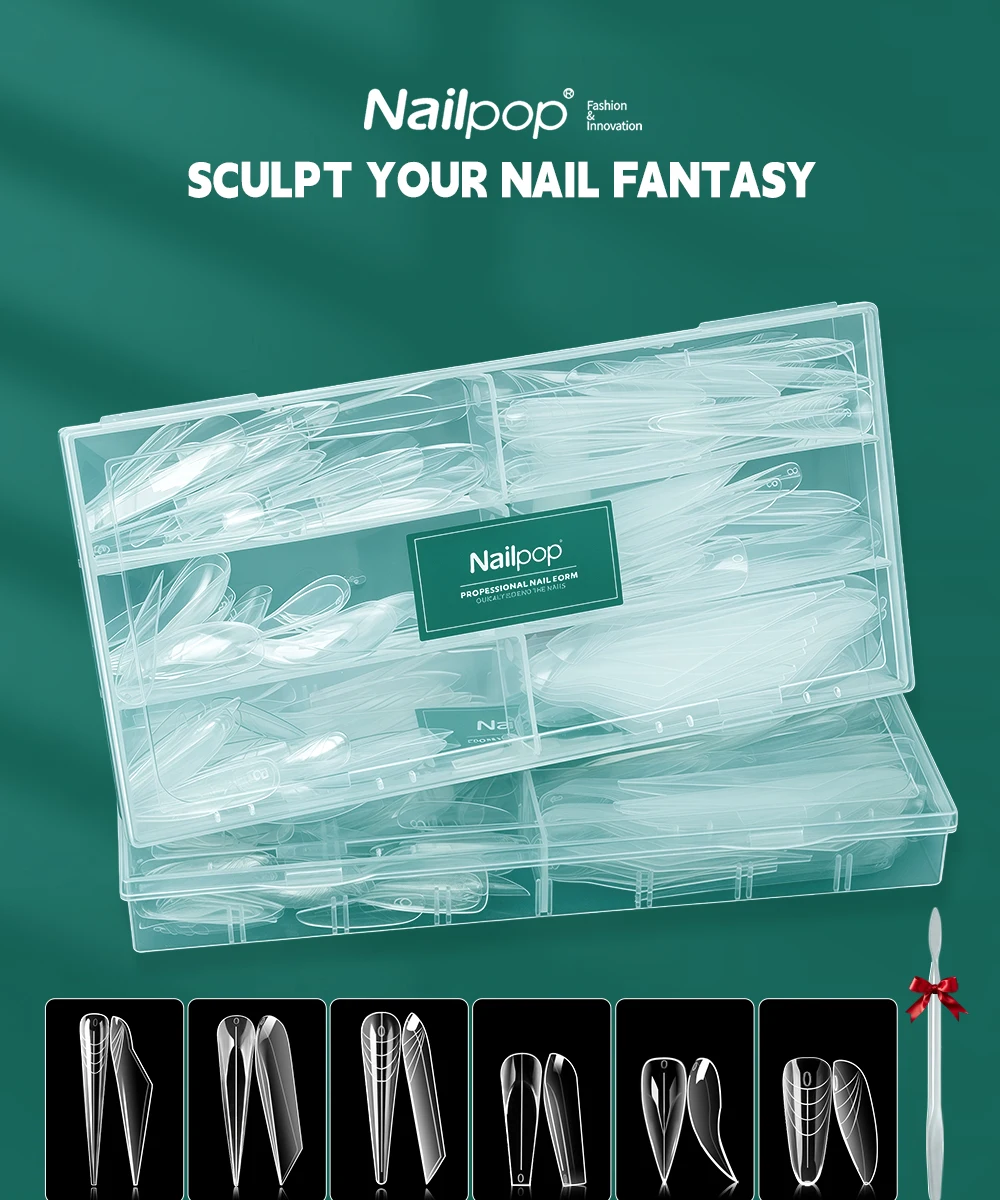 NAILPOP 168 teile/schachtel Klar Dual Nagel Formen Schnell Gebäude Gel Form Volle Abdeckung Acryl Nagel Top Formen Verlängerung Maniküre Werkzeuge – Detail 1